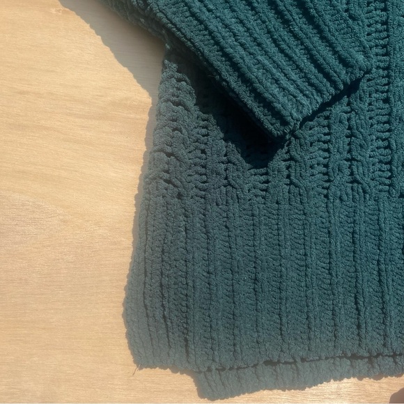 Aerie XS green knit three-quarter collared zip up comfy thick fall winter cozy - Picture 6 of 7